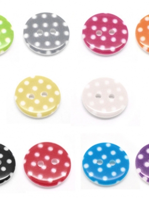 กระดุมเรซิ่นลายจุดขนาด 18มม. คละสี 30 เม็ด