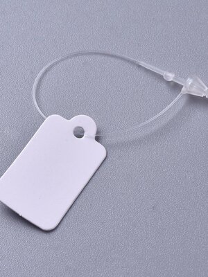 แพ็ค 500 เซต ป้ายห้อยราคากระดาษ พร้อมสายรัดพลาสติก สีขาว ขนาด 23x13x0.2mm มม. สายรัดยาว 82x4mm