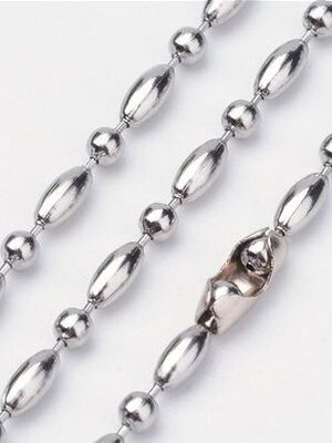 สร้อยคอไข่ปลาชุบสแตนเลส ข้อต่อเป็นทองเหลืองสีสแตนเลส ยาว 59.5 ซม. แพ็ค 30 เส้น พรีออเดอร์