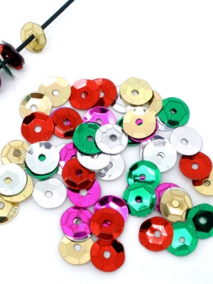 เลื่อมสำหรับเย็บปักตกแต่ง ขนาด 7mm คละสี แพ็คประมาณ 5000 อัน