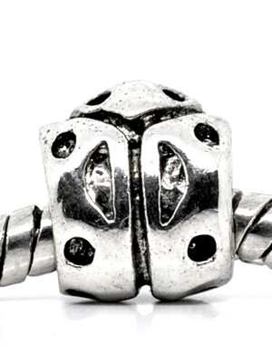 ลูกปัดเงินรูใหญ่รูปเต่าทอง ขนาด 9x8mm 5 เม็ด