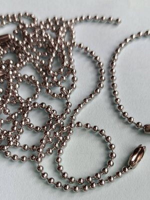 แพ็ค 10 เส้น โซ่ไข่ปลาพร้อมตัวล็อก สแตนเลส 304 เม็ดกลมขนาด 2 มม. เลือกความยาวก่อนค่ะ