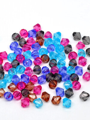 ลูกปัดอะครีลิค Bicone คละสี 8x8mm 100 เม็ด