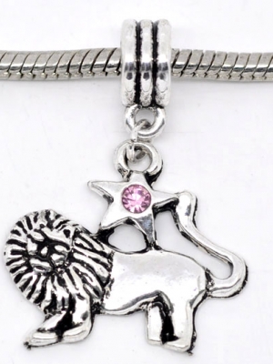 Dangle Beads ตัวห้อยเงินแอนธีก รูปราศีสิงห์ ใส่ได้กับสร้อยข้อมือยุโรป ขนาด 35x25mm 1 ชิ้น