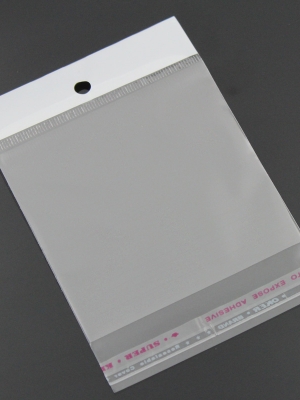 ถุงพลาสติกใส OPP(ถุงแก้ว) ฝากาว+หัวรูแขวน(มุก) ขนาด 7x13 ซม. (ส่วนใช้งาน 7x9 ซม.) หนา 0.035 มม.