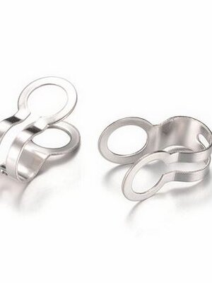 ตัวล็อค/ข้อต่อ โซ่ไข่ปลา สแตนเลส 304 แบบมีห่วงกลม ขนาด 12.5x8 มม. รู 4.5 มม. สำหรับไข่ปลา 4-4.5 มม. แพ็ค 20 ชิ้น