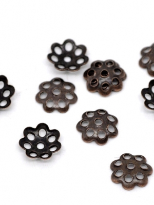 Beads Cap ตัวครอบลูกปัดเหล็กอัลลอยด์สีทองแดงแอนธีกรูปดอกไม้ 6 มม. สำหรับลูกปัดขนาด 8-14 มม. แพ็ค 3000 ชิ้น