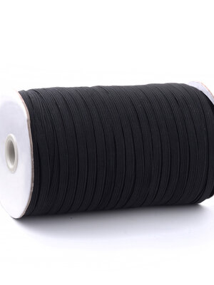 ยางยืด เส้นแบน สำหรับทำหน้ากากอนามัย ขนาด 6 มม. สีดำ ยาว 10 เมตร