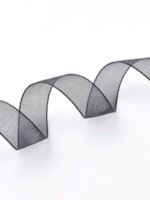 ริบบิ้นผ้าออแกนซ่า (ผ้าแก้ว) สีดำ หน้ากว้าง 20 มม. 1 ม้วน ยาว 50 หลา