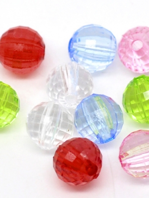 ลูกปัดอะครีลิคกลม คริสตัลสไตล์ ขนาด 8mm แพ็ค 100 เม็ด