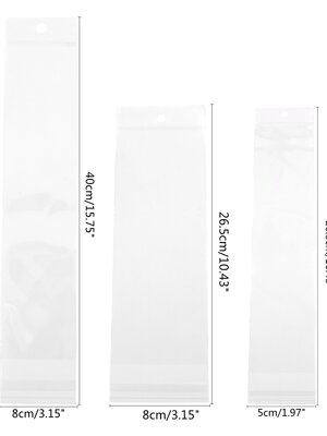 ถุงพลาสติกใส OPP มีูแขวน ขนาด 26.5~40x5~8cm แพ็ค 100 ใบ