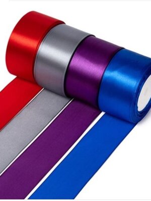 ริบบิ้นผ้าซาติน หน้ากว้าง 50 มม.(2 นิ้ว) 1 ม้วน ยาว 25 หลา เลือกสี