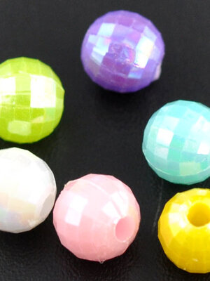 ลูกปัดอะครีลิคประกายมุก 6x6mm 400 เม็ดคละสี