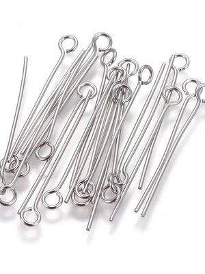 อายพิน สแตนเลส 304 สีสแตนเลส ขนาด 25x3x0.6mm, รู 2mm แพ็ค 100 ชิ้น