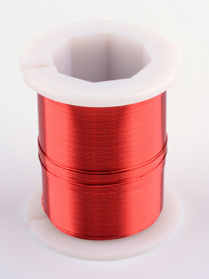 ลวดทองแดง สีแดง ขนาด 0.4 มม. 1 ม้วนยาวประมาณ 30 เมตร x 5 ม้วน