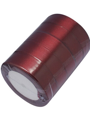 ริบบิ้นผ้าซาตินสีิแดงเลือดหมู กว้าง 1 นิ้ว 1 ม้วน ม้วนยาว 25 หลา