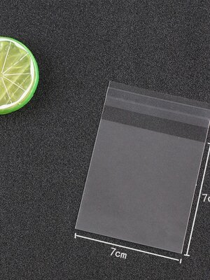 ถุงพลาสติก OPP ขาวขุ่น ฝากาว สำหรับใส่ขนมหรือคุกกี้ ขนาด 10x7 ซม. (ส่วนใช้งาน 7x7 ซม.) แพ็ค 95~100 ใบ