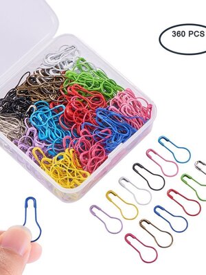 เข็มกลัด เหล็ก ทรงน้ำเต้า/ลูกแพร์ ก้นกลม ขนาด 22x10x2 มม. Pin 0.7 มม. คละสี 1 กล่อง บรรจุประมาณ 360 ชิ้น