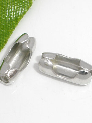 ข้อต่อ/ตัวล็อค โซ่ไข่ปลา วัสดุเหล็ก สีเงิน ขนาด 9.5x3.5 มม. (สำหรับเม็ดโซ่ไข่ปลาขนาด 2.4-3 มม.) จำนวน 100 ชิ้น