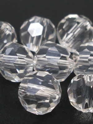 ลูกปัดคริสตัสควอทซ์ 5000 กลมเหลี่ยมเจียสีขาวใส ขนาด 6 มม. แพ็ค 100 เม็ด