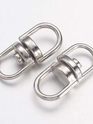 ห่วงเดือยหมุนสำหรับคล้องกุญแจคอหมา เหล็กสีเงิน ขนาด 19.5x9x6mm แพ็ค 10 ชิ้น