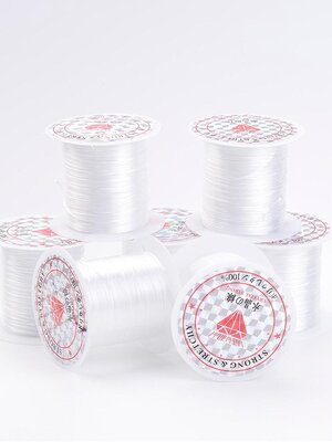 เอ็นยืดเส้นแบนไฟเบอร์สีขาว 0.8มม. 1 ม้วนยาว 10 เมตร