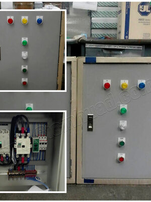 ตู้ควบคุมมอเตอร์ Start Stop สตาร์ท สต๊อป (อุปกรณ์ไฟฟ้า WALL MOUNTING CABINET (KJL), Control Switch, MOLD CASE CIRCUIT BREAKER (MITSUBISHI), PHASE PROTECTOR (PRIMUS), Miniature Circuit Breaker (ABB), MAGNETIC CONTACTOR (MITSUBISHI)