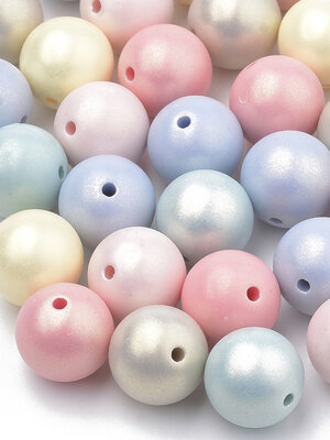 ลูกปัดอะครีลิคเคลือบยางรับเบอร์ สเปรย์สี เม็ดกลมขนาด 8 มม. รู 1 มม. คละสี แพ็ค 180 เม็ด