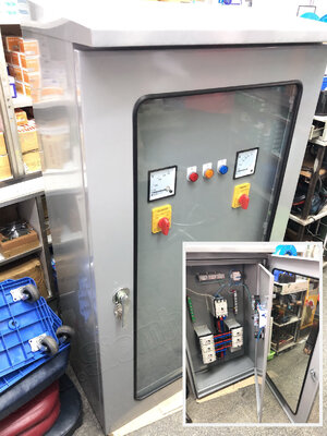 ตู้ MDB เมนเบรกเกอร์ 250A ตู้ฝาสองชั้น ฝาในทึบ ฝานอกหระจก มีหลังคา สั่งทำ (อุปกรณ์ MAIN DISTRIBUTION BOARD (TEMCO) (KJL), LED Pilot Lamp (PNC), LIGHTNING ARRESTER (T&B), PANEL METER, SELECTOR SWITCH, Current Transformer, MCB, MCCB (MITSUBISHI)