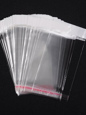 ถุงพลาสติกใส OPP(ถุงแก้ว) ฝากาว+หัวรูแขวน(มุก) ขนาด 7x15 ซม. (ส่วนใช้งาน 7x9.5 ซม.) หนา 0.025 มม.