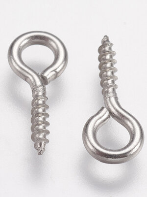 สกรูเกลียว แบบห่วง สแตนเลส 304 ขนาด 12x5x1 มม. รู 2.5 มม. จำนวน 50 ชิ้น