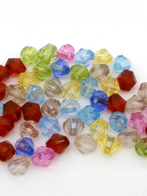 ลูกปัดอะครีลิค bicone 6x6mm 500 เม็ดคละสี