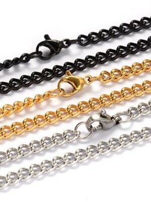 สร้อยคอเกลียวสแตนเลส 304 พร้อมก้ามปู ยาว 55.5 ซม. 3.8mm แพ็ค 10 เส้น พรีออเดอร์