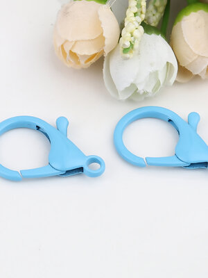 ตะขอก้ามปู เหล็กโลหะเคลือบ สีฟ้า ขนาด 35x23 มม. แพ็ค 10 ชิ้น