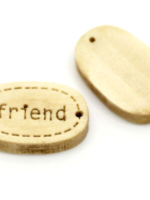 ตัวต่อ connector ไม้วงรีทำเครื่องประดับ สลัก friend 17x11mm แพ็ค 50 อัน