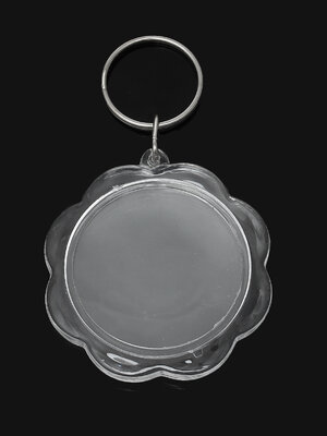 พวงกุญแจกรอบรูปอะครีลิคกลมขอบดอกไม้ ขนาด 8.8cm x 5.3cm 4 อัน