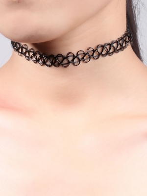 สร้อยคอ Tattoo Choker ใส่แล้วเหมือนมีรอยสักรอบคอ สีดำ ยาว 28 cm 10 เส้น