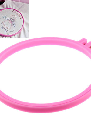 ห่วงสะดึงพลาสติกเนื้อหนาสำหรับปักผ้า ขนาด 21cm x 19.8cm(8 2/8"x7 6/8"). สีชมพู 1 อัน