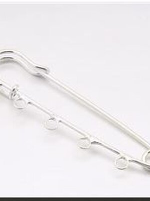 เข็มกลัดซ่อนปลาย มีห่วง สำหรับทำเข็มกลัดประดับ วัสดุทองเหลือง ขนาด 50x17mm รู 3 มม. จำนวน 300 ชิ้น (พรีออเดอร์)