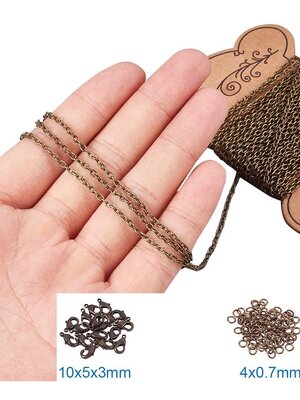 โซ่เหล็กสีสัมฤทธิ์ ก้ามปู และ ห่วง jump ring