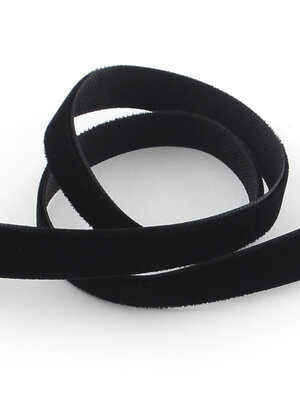 ริบบิ้นผ้ากำมะหยี่หน้าเดียวสีดำ ยาว 5 หลา