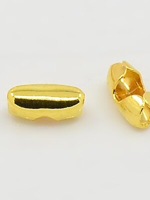 ข้อต่อ ตัวล็อคโซ่ไข่ปลา เหล็กสีทอง(สว่าง) ขนาด 5x2.5มม. หนา 2 มม. รู 1 มม. สำหรับโซ่ไข่ปลา 1-2 มม. แพ็ค 500 ชิ้น