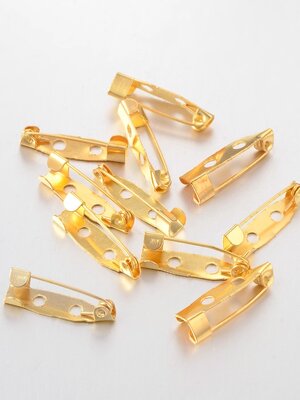 เข็มกลัด เหล็กสีทอง แบบมีแป้น ขนาด 20x5mm แพ็ค 100 ชิ้น