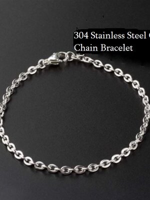 สร้อยข้อมือสแตนเลส 304 cable chain พร้อมก้ามปูสแตนเลส ขนาดข้อสร้อย 6x5 มม. เลือกความยาว