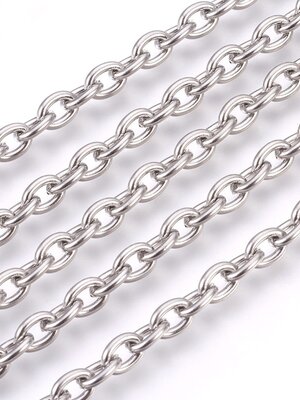 โซ่สแตนเลส 304 cable chain ข้อวงรี มี 2 ขนาด ยาว 5 เมตร