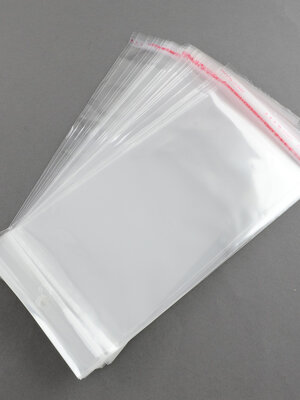 ถุงพลาสติกใส OPP(ถุงแก้ว) ฝากาว+หัวรูแขวน ขนาด 11x24 ซม. (ส่วนใช้งาน 11x19 ซม.) หนา 0.035 มม. แพ็ค 100 ใบ