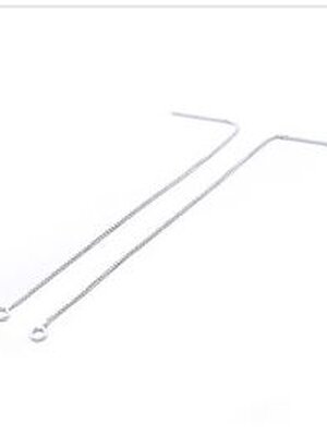 แป้นต่างหู เงินแท้ 925 แบบโซ่ยาว สีเงิน ขนาด 8x1mm, Hole: 1mm Pin: 0.8mm แพ็ค 10 คู่ พรีออเดอร์