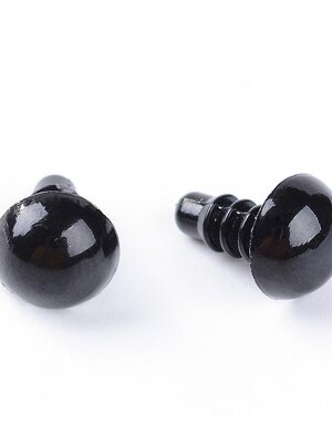 ตาตุ๊กตา ก้านเสียบ สีดำ ไม่มีแป้นล็อค ขนาด 12 มม. แพ็ค 50 คู่