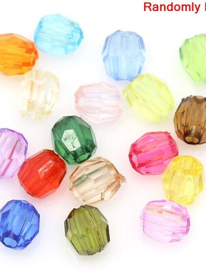 ลูกปัดอะครีลิค เม็ดเล็ก ทรงถ้ง สไตล์คริสตัล ขนาด 4x4 มม. รู 1.3 มม. คละสี แพ็คประมาณ 2000 เม็ด