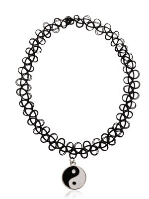 สร้อยคอ Tattoo Choker จี้เงินรูปหยินหยาง ใส่แล้วเหมือนมีรอยสักรอบคอ ยาว 64 cm 1 เส้น